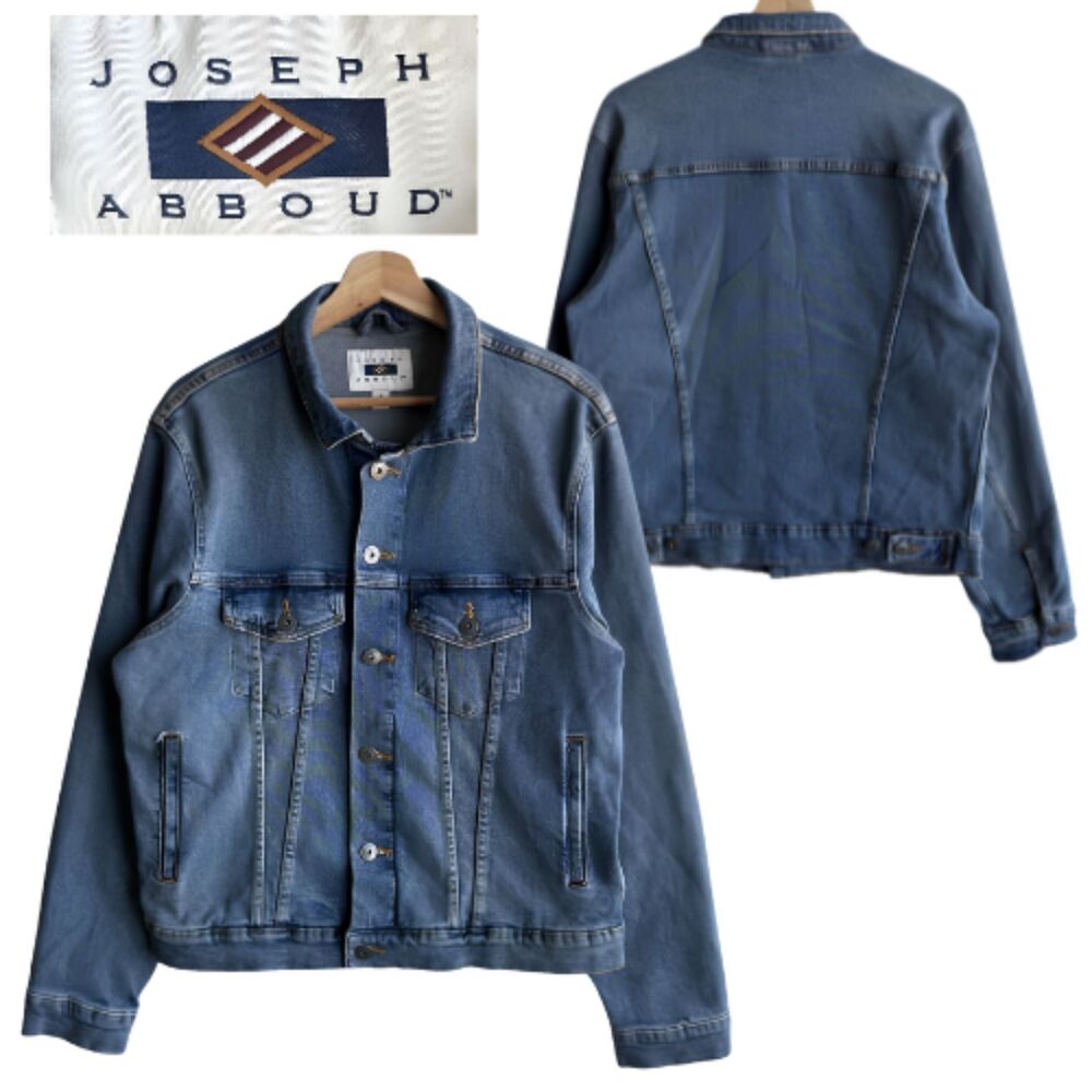 Vintage Joseph Abboud Blue Denim Trucker Jacket Men’s Size Medium